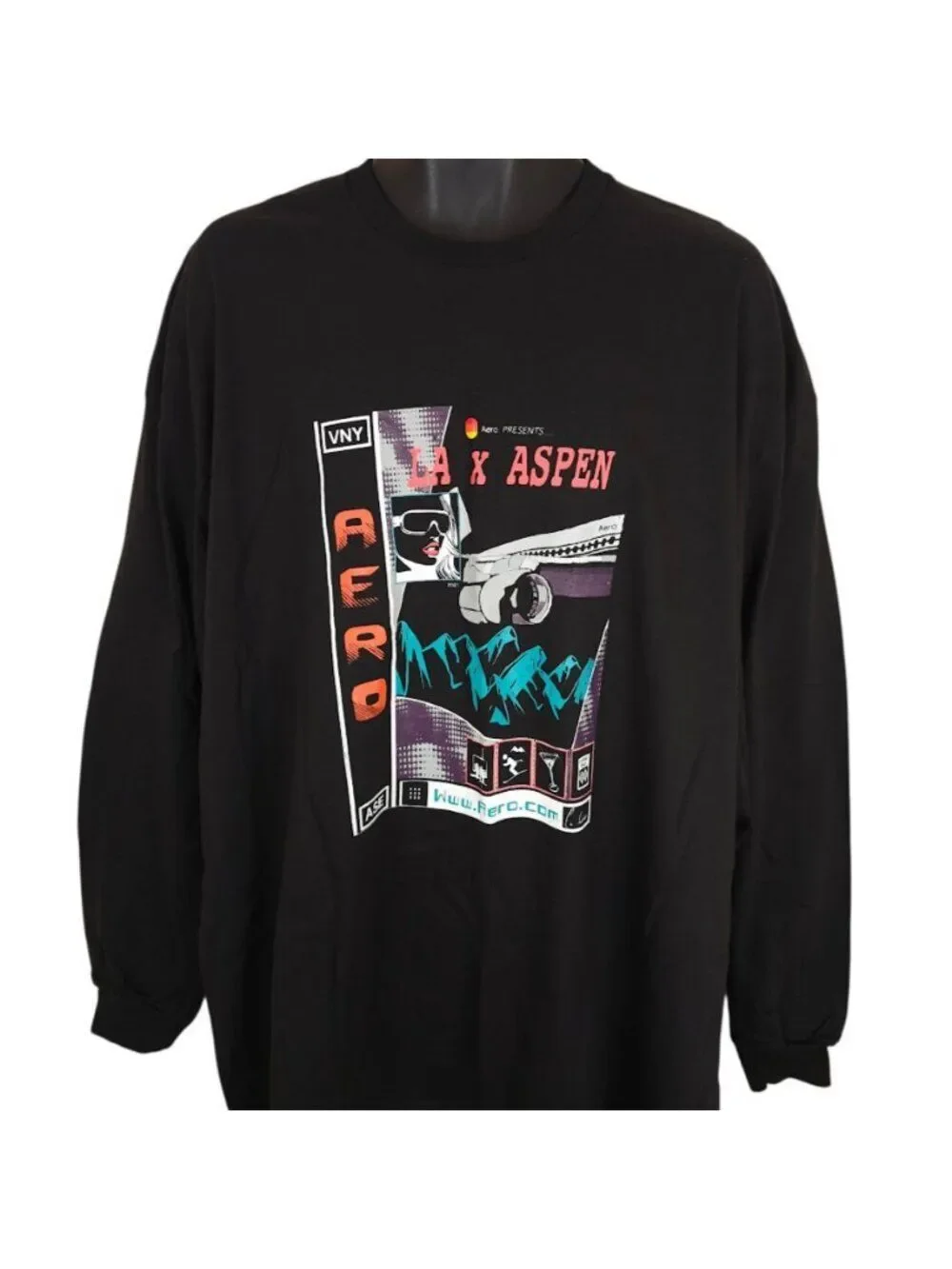 Aero Ski Aspen T Shirt Mens Size 2XL Black Private Charter Flight La Destresse